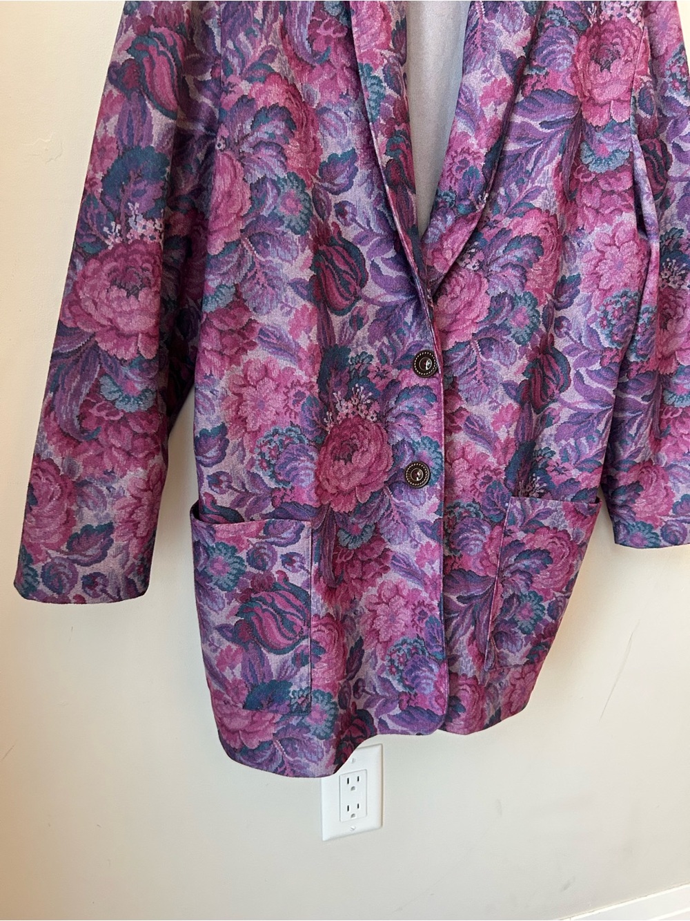 Vintage Functionals Collection Floral Tapestry Blazer Purple Pink Boho Chic XL - Picture 4 of 12